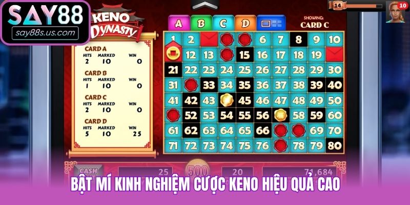 Keno Say88 - Game Xổ Số Tự Chọn Hấp Dẫn Nhất Hiện Nay Bật mí kinh nghiệm cược Keno hiệu quả cao